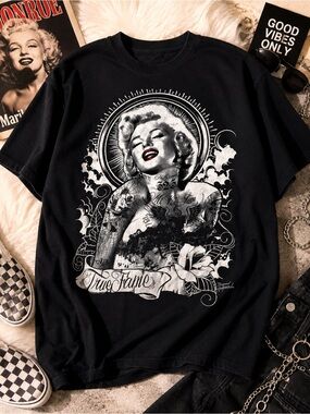 Marilyn Monroe True Fame Tattoo Y2K Graphic T-Shirt Bernard of Hollywood Rare, L
